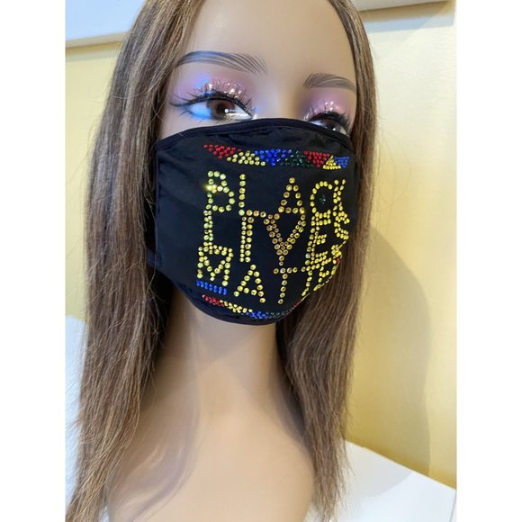 Black Lives Matter Bling Multicolor Face Mask - Picture 5 of 10